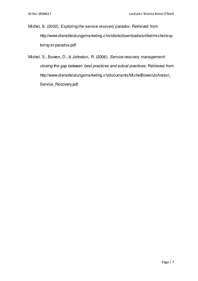 essay on service recovery